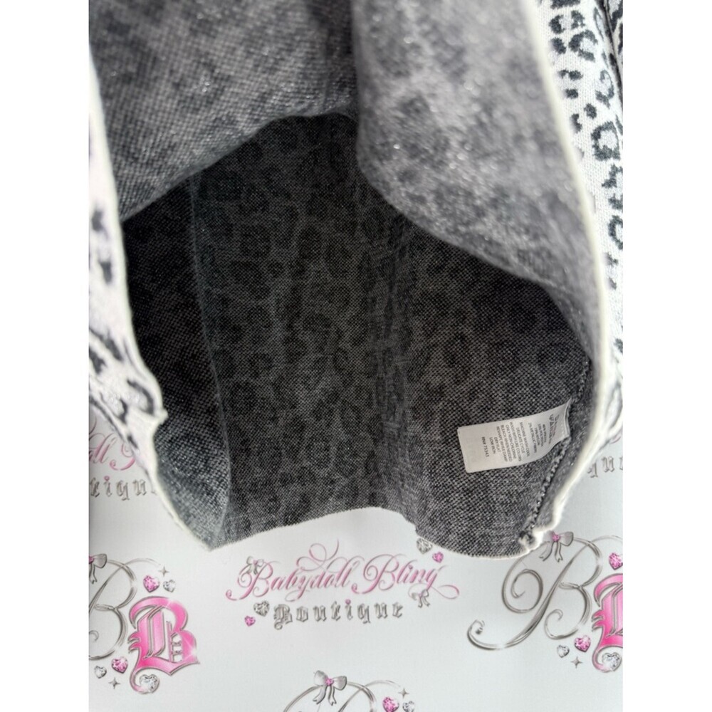 Cynthia Rowley sweater sparkly Black and White Leopard Print Turtleneck Sweater - Picture 10 of 12